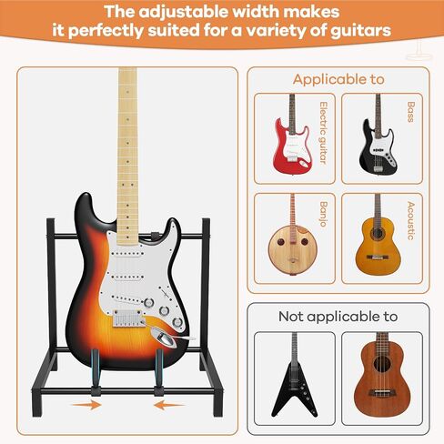 Guitar Stand, Double Guitar Stand Floor Stand with Soft Foam Arms, Adjustable for Acoustic, Bass & Electric Guitars, Easy to Assemble for School Music Program, Concerts in Kuwait