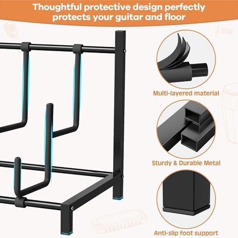 Guitar Stand, Double Guitar Stand Floor Stand with Soft Foam Arms, Adjustable for Acoustic, Bass & Electric Guitars, Easy to Assemble for School Music Program, Concerts in Kuwait