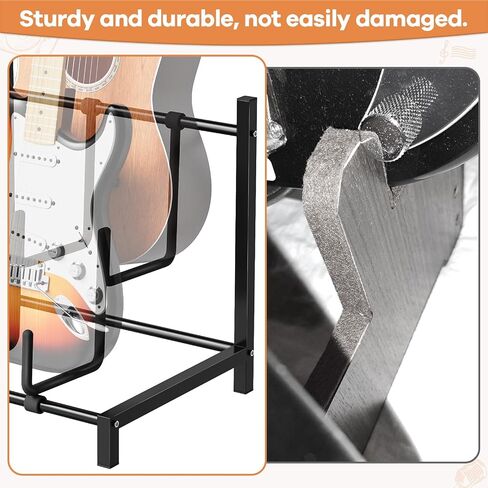 Guitar Stand, Double Guitar Stand Floor Stand with Soft Foam Arms, Adjustable for Acoustic, Bass & Electric Guitars, Easy to Assemble for School Music Program, Concerts in Kuwait
