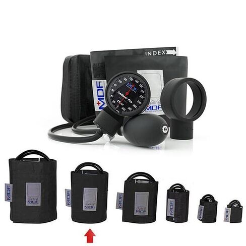 MDF Instruments مقياس كبير جدًا لضغط الدم كاليبرا برو اللاسائلي + MDF خالٍ من اللاتكس، بديل كبير للبالغين لمراقبة ضغط الدم على شكل حرف D - أنبوب مزدوج in Kuwait