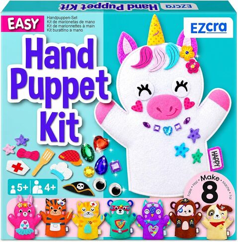 مجموعة دمية يونيكورن لتصنيع الأطفال للأطفال من العمر 5-8 - دمية DIY Make Craft Kit - مجموعة الفنون الإبداعية والحرف ، هدية تعليمية - 8 مشاريع ، ملصقات إضافية للديكور in Kuwait