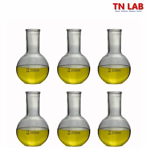 TN LAB 250 مل قارورة غليان مسطحة القاع سميكة من زجاج البورسليكات 250 مل 6 عبوات in Kuwait