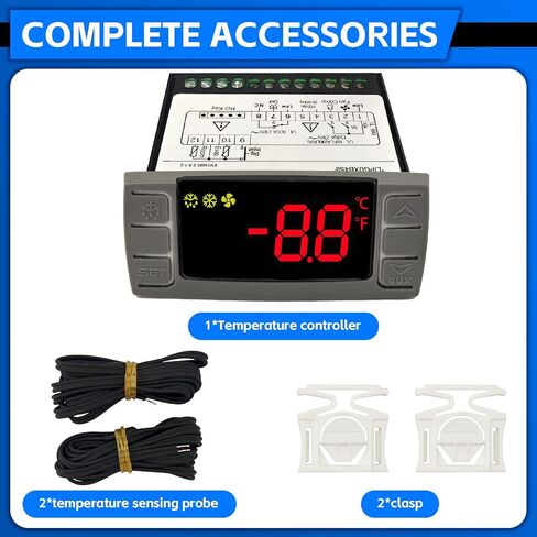 استبدال لجهاز dixell XR06CX-4AAGILS وحدة التحكم في درجة الحرارة الحرارية، ترموستات رقمي قابل للبرمجة مع مسبار مستشعر 120 فولت 50-60 هرتز مناسب للفريزر/الثلاجة in Kuwait