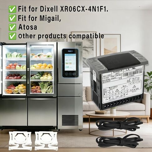 جهاز التحكم في درجة الحرارة XR06CX-4N1F1 مناسب للثلاجات/الفريزر التجارية 120 فولت 50-60 هرتز، استبدال لجهاز التحكم في درجة الحرارة القابل للبرمجة من Dixell مع مسبار استشعار درجة الحرارة in Kuwait