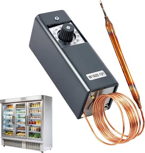 W1609-101 Refrigeratior Thermostat Temperature Controller, from -30 Degrees F to 90 Degrees F (-34 °C to 32 °C), 5 Ft Capillary Remote Bulb Controller, Temperature Control for freezers & Coolers in Kuwait