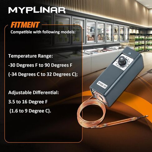 W1609-101 Refrigeratior Thermostat Temperature Controller, from -30 Degrees F to 90 Degrees F (-34 °C to 32 °C), 5 Ft Capillary Remote Bulb Controller, Temperature Control for freezers & Coolers in Kuwait
