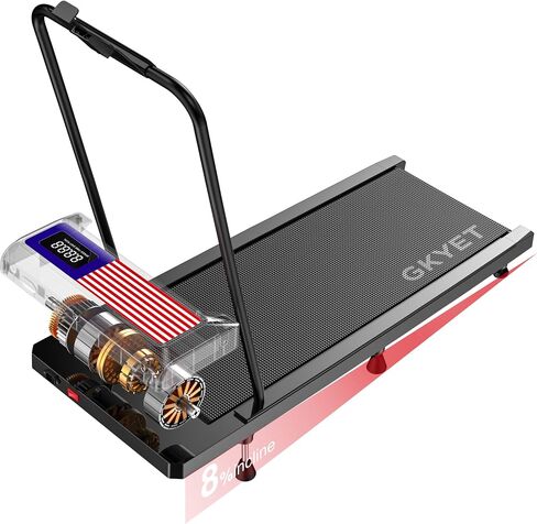 Walking Pad with Handle Bar, 8% Incline, Compact Under Desk Treadmill | 2.5HP quiet motor, 265 lb capacity, 0.6-4 MPH speed, 15 x 35.4 in belt, compact for home office and small spaces in Kuwait