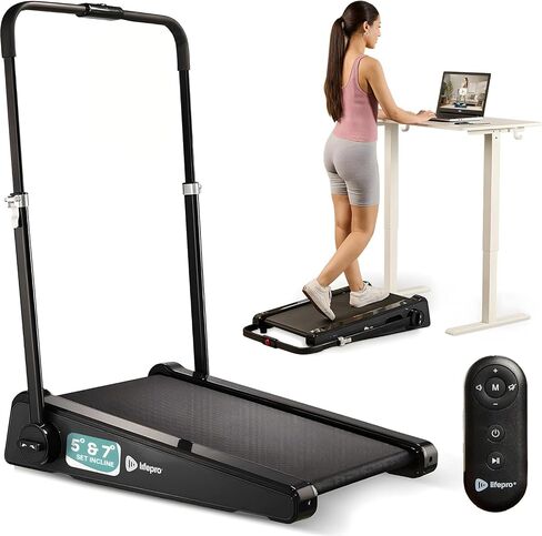 جهاز المشي LifePro PacerMini المدمج مع وسادة المشي مع المنحدر - جهاز المشي تحت المكتب للمنزل الصغير والشقة والمكتب، محمول منخفض الصوت، كهربائي هادئ مع جهاز تحكم عن بعد وشاشة LED in Kuwait