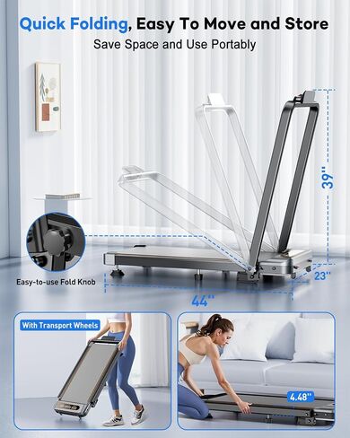 Walking Pad with 10% Incline Upgrade 3.5HP Low Noise Walking Pad Treadmill with Handle Bar 4 in 1 Portable Under Desk Treadmills for Home/Office in Kuwait