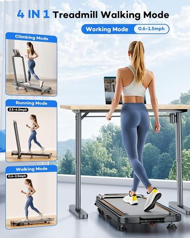 Walking Pad with 10% Incline Upgrade 3.5HP Low Noise Walking Pad Treadmill with Handle Bar 4 in 1 Portable Under Desk Treadmills for Home/Office in Kuwait