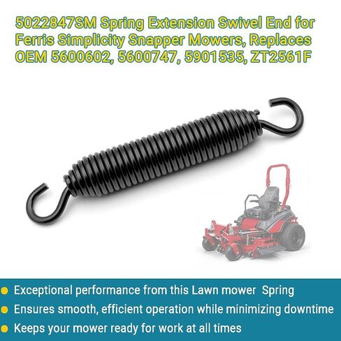 5022847SM Extension Swivel End Spring for Ferris Simplicity Snapper | Replaces 5600602 5600747 5901535 ZT2561F, Mower Deck Tension Spring Part, Zero-Turn Lawn Tractor, 1-Pack in Kuwait