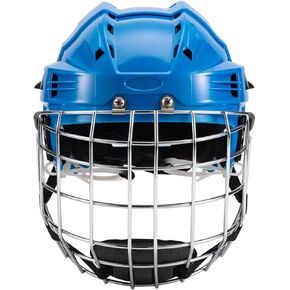 Qianly Ice Hockey Helmet Headgear with Breathable EVA Padding Lightweight Shell Suitable for Training Football Roller Skating, Blue, 58cm to 68cm in Kuwait
