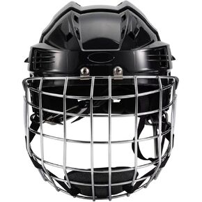 Qianly Ice Hockey Helmet Headgear with Breathable EVA Padding Lightweight Shell Suitable for Training Football Roller Skating, Black, 58cm to 68cm in Kuwait