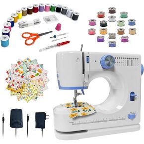 Sewing Machine Essentials Kit with 32 Pcs Sewing thread, Easy Tutorials, Needles & Scissors, Measure Tape, Heat Erasable Pens, 7x7 IN Fabric (20 Pcs) for Beginners, Adults, Home & DIY Projects in Saudi Arabia