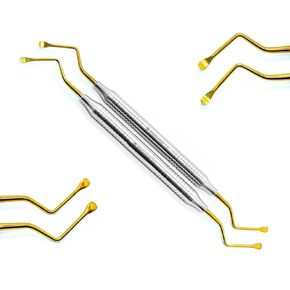 2Pcs Lucas Curettes - Dental Surgical Instruments with Serrated Golden Color Tips | Lightweight Hollow Design | for Periodontal and Implant Procedures in Saudi Arabia