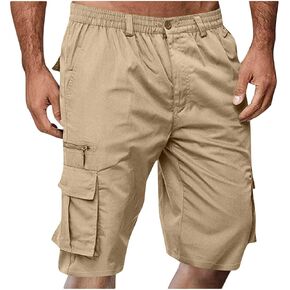 Cargo Shorts for Men Big Tall with Pockets Elastic Waist Below Knee Work Hiking Short Bermuda Casual Camping Pants in Kuwait