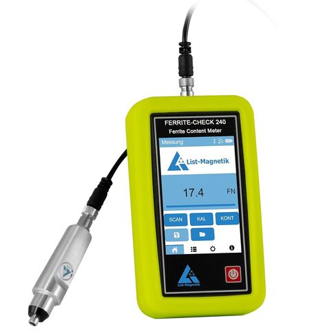 PCE Instruments LM‑FC240 Handheld Ferrite Content Meter for Welded Duplex & Austenitic Steels, Measures 0.2–100 Fe % / 0.2–140 FN with ±5 % Accuracy, Includes Wireless Interface in Kuwait
