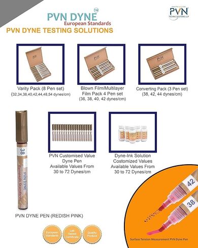 قلم PVN DYNE 38 و44 داين/سم [عبوة قيمة شعبية] لقياس معالجة التوتر السطحي، عبوة من قطعتين، وردي محمر in Kuwait