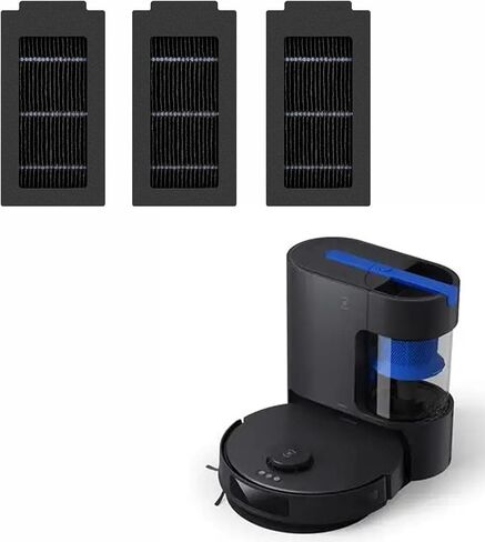 Robot Vacuum Filter Replacement 3PCS, High Efficiency Particle Dust Filter, Fit for Ecovacs T50 Pro Omni and T30C Omni Series Vacuum Cleaners, Black in Kuwait
