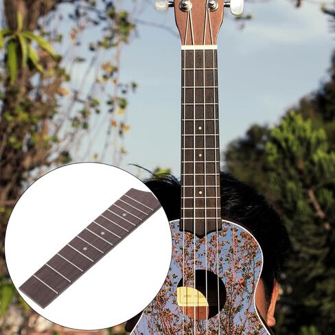 DECHOUS 12 Frets Ukulele Fretboard Fingerboard لـ 21 بوصة القيثارة، جزء بديل للآلة الموسيقية DIY، ضبط دقيق وإمكانية اللعب السلس للتمرين والسفر in Kuwait