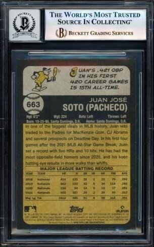 Juan Soto Autographed 2023 Topps Heritage Card #663 San Diego Padres Auto Grade Gem Mint 10 Beckett BAS #17604975 - Baseball Slabbed Autographed Cards in Kuwait
