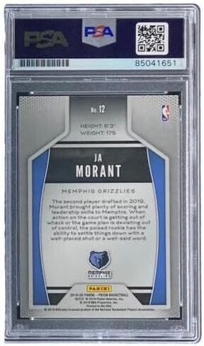 وقع Ja Morant على بطاقة Panini Prizm # 12 Grizzlies Rookie لعام 2019-20 PSA/DNA Gem MT - بطاقات مبتدئة موقعة من كرة السلة in Kuwait