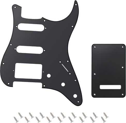 Banworks 4Ply Strat HSS Pickguard 11-Hole SSH Pickguard Scratch Plate with Backplate 6-Hole Trem Tremolo Cover Set for USA/Mexican Modern Style Standard Stratocaster ST JT/HB-09 Blue Pearl in Kuwait