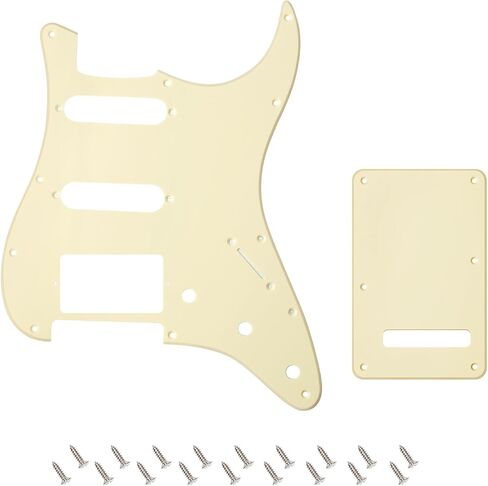 Banworks 4Ply Strat HSS Pickguard 11-Hole SSH Pickguard Scratch Plate with Backplate 6-Hole Trem Tremolo Cover Set for USA/Mexican Modern Style Standard Stratocaster ST JT/HB-09 Blue Pearl in Kuwait