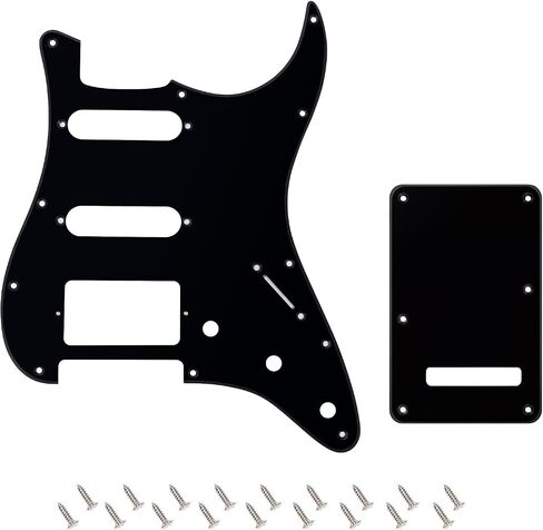 Banworks 4Ply Strat HSS Pickguard 11-Hole SSH Pickguard Scratch Plate with Backplate 6-Hole Trem Tremolo Cover Set for USA/Mexican Modern Style Standard Stratocaster ST JT/HB-09 Blue Pearl in Kuwait