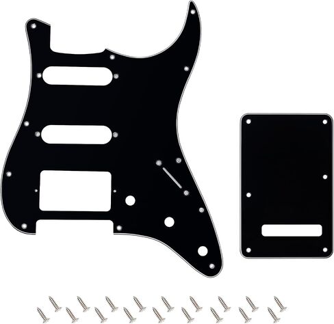 Banworks 4Ply Strat HSS Pickguard 11-Hole SSH Pickguard Scratch Plate with Backplate 6-Hole Trem Tremolo Cover Set for USA/Mexican Modern Style Standard Stratocaster ST JT/HB-09 Blue Pearl in Kuwait
