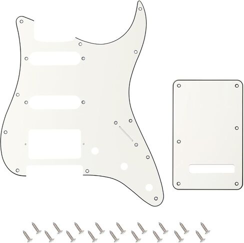 Banworks 4Ply Strat HSS Pickguard 11-Hole SSH Pickguard Scratch Plate with Backplate 6-Hole Trem Tremolo Cover Set for USA/Mexican Modern Style Standard Stratocaster ST JT/HB-09 Blue Pearl in Kuwait