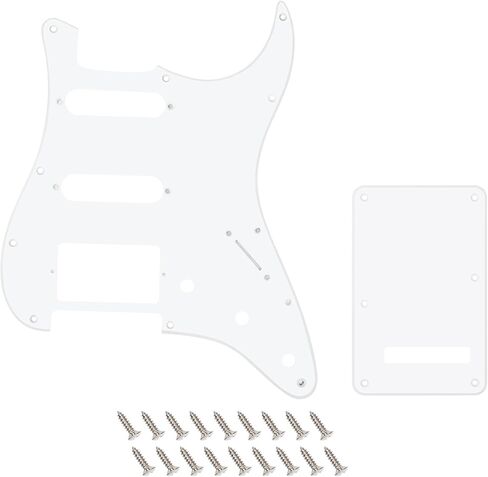 Banworks 4Ply Strat HSS Pickguard 11-Hole SSH Pickguard Scratch Plate with Backplate 6-Hole Trem Tremolo Cover Set for USA/Mexican Modern Style Standard Stratocaster ST JT/HB-09 Blue Pearl in Kuwait