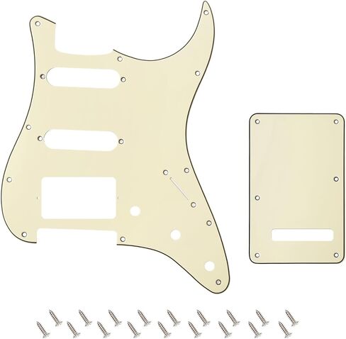 Banworks 4Ply Strat HSS Pickguard 11-Hole SSH Pickguard Scratch Plate with Backplate 6-Hole Trem Tremolo Cover Set for USA/Mexican Modern Style Standard Stratocaster ST JT/HB-09 Blue Pearl in Kuwait