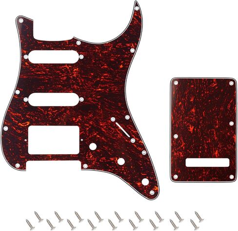 Banworks 4Ply Strat HSS Pickguard 11-Hole SSH Pickguard Scratch Plate with Backplate 6-Hole Trem Tremolo Cover Set for USA/Mexican Modern Style Standard Stratocaster ST JT/HB-09 Blue Pearl in Kuwait