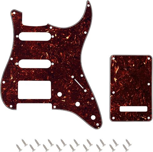 Banworks 4Ply Strat HSS Pickguard 11-Hole SSH Pickguard Scratch Plate with Backplate 6-Hole Trem Tremolo Cover Set for USA/Mexican Modern Style Standard Stratocaster ST JT/HB-09 Blue Pearl in Kuwait