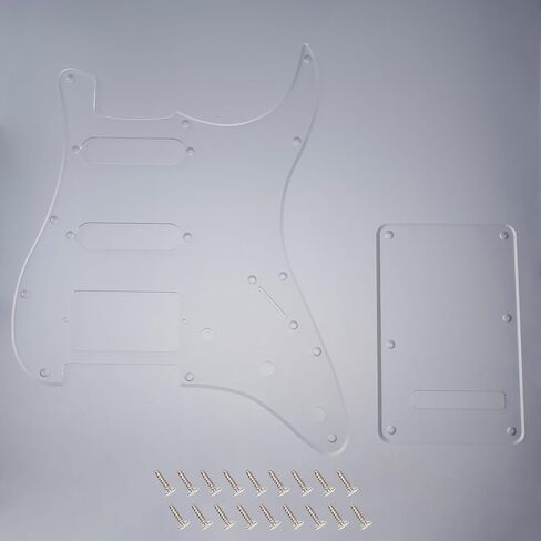 Banworks 4Ply Strat HSS Pickguard 11-Hole SSH Pickguard Scratch Plate with Backplate 6-Hole Trem Tremolo Cover Set for USA/Mexican Modern Style Standard Stratocaster ST JT/HB-09 Blue Pearl in Kuwait