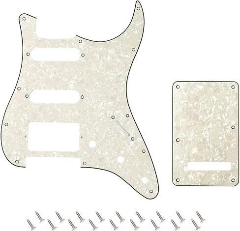 Banworks 4Ply Strat HSS Pickguard 11-Hole SSH Pickguard Scratch Plate with Backplate 6-Hole Trem Tremolo Cover Set for USA/Mexican Modern Style Standard Stratocaster ST JT/HB-09 Blue Pearl in Kuwait