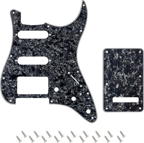 Banworks 4Ply Strat HSS Pickguard 11-Hole SSH Pickguard Scratch Plate with Backplate 6-Hole Trem Tremolo Cover Set for USA/Mexican Modern Style Standard Stratocaster ST JT/HB-09 Blue Pearl in Kuwait