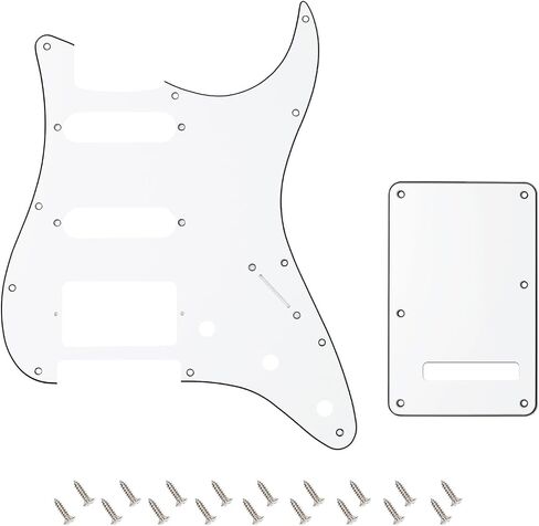 Banworks 4Ply Strat HSS Pickguard 11-Hole SSH Pickguard Scratch Plate with Backplate 6-Hole Trem Tremolo Cover Set for USA/Mexican Modern Style Standard Stratocaster ST JT/HB-09 Blue Pearl in Kuwait