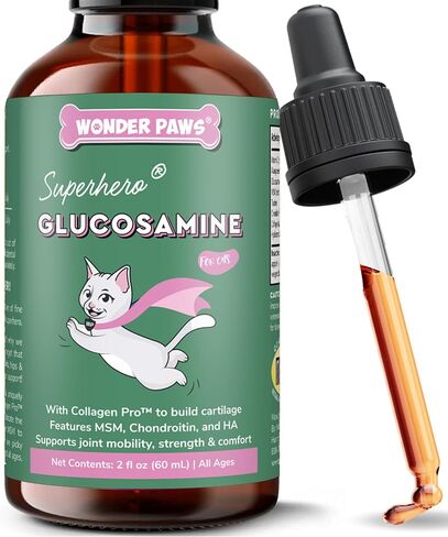 Premium Liquid Glucosamine for Cats – with Collagen, Glucosamine, Chondroitin, MSM, Taurine & Hyaluronic Acid – Cat Joint Support, Mobility & Flexibility - Hip & Joint Cat Supplement – 2oz in Saudi Arabia