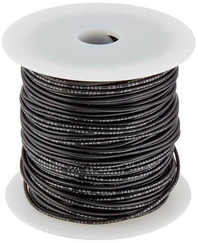 سلك توصيل صلب بمقياس 18 AWG، طول 250 قدم، أسود، قطر 0.0403 بوصة، UL1007، 300 فولت in Kuwait