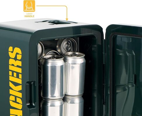 Ukonic NFL Green Bay Packers 15-Can ثلاجة صغيرة 10L AC/DC تعمل بالطاقة، ألوان الفريق الرسمية وشعار، مبرد محمول للبوابات الخلفية، المنزل، المكتب، أو السيارة in Kuwait