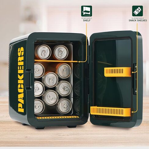 Ukonic NFL Green Bay Packers 15-Can ثلاجة صغيرة 10L AC/DC تعمل بالطاقة، ألوان الفريق الرسمية وشعار، مبرد محمول للبوابات الخلفية، المنزل، المكتب، أو السيارة in Kuwait