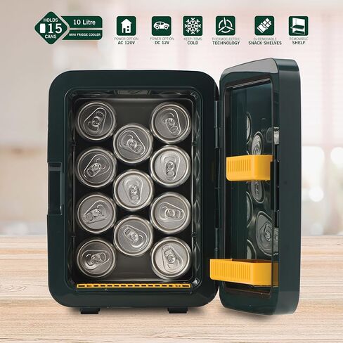 Ukonic NFL Green Bay Packers 15-Can ثلاجة صغيرة 10L AC/DC تعمل بالطاقة، ألوان الفريق الرسمية وشعار، مبرد محمول للبوابات الخلفية، المنزل، المكتب، أو السيارة in Kuwait
