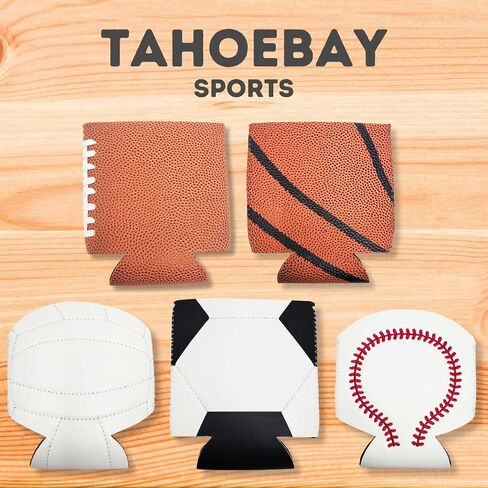 TahoeBay البيسبول يمكن مبردات (12 حزمة) ديكورات الحفلات الرياضية تحت عنوان إكسسوارات الفريق تفضل لعبة كرة الكلية ديكور السائبة البيرة الأكمام العازلة الصودا هدية المشروبات الفراغات للفينيل النيوبرين in Kuwait