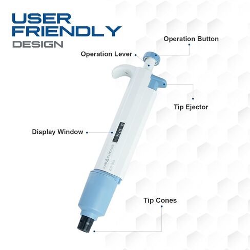 LabChoice Single Channel Mechanical Micropipette - Ergonomic, 0.5-5ml Adjustable Volume, Autoclavable Lower Section in Kuwait