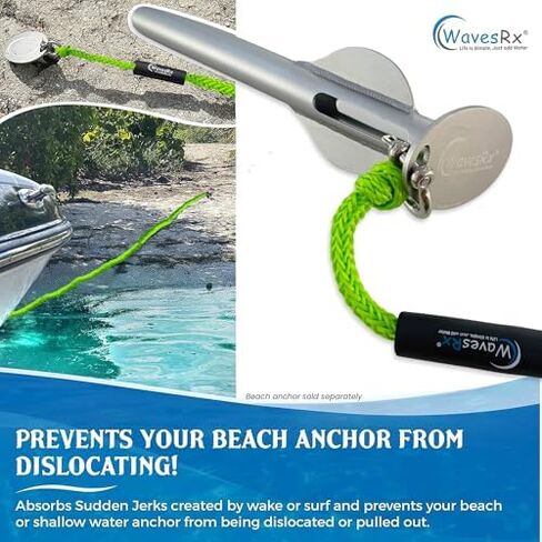 WAVESRX 7lb TriAnchor + سلسلة مرساة من الفولاذ المقاوم للصدأ بطول 5 أقدام + خط بنجي مرساة بطول 14 قدمًا (14 قدمًا - 50 بوصة) | رسو بدون جهد للزلاجات النفاثة وPWC | تصميم فريد قابل للطي مع حقيبة للتخزين in Kuwait