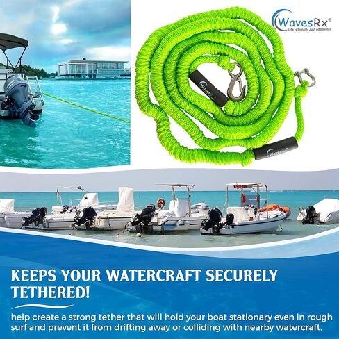 WAVESRX 7lb TriAnchor + سلسلة مرساة من الفولاذ المقاوم للصدأ بطول 5 أقدام + خط بنجي مرساة بطول 14 قدمًا (14 قدمًا - 50 بوصة) | رسو بدون جهد للزلاجات النفاثة وPWC | تصميم فريد قابل للطي مع حقيبة للتخزين in Kuwait