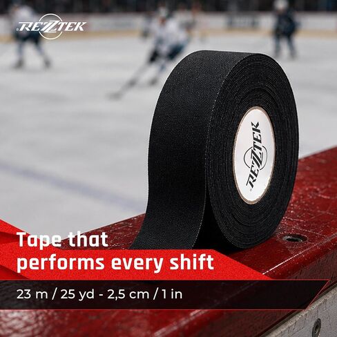Rezztek Black Hockey Stick Tape, 1" x 25 yd – Blade Hockey Grip Tape, Stick Protection & Performance – Easy to Tear – 3 Rolls in Kuwait