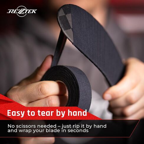 Rezztek Black Hockey Stick Tape, 1" x 25 yd – Blade Hockey Grip Tape, Stick Protection & Performance – Easy to Tear – 3 Rolls in Kuwait